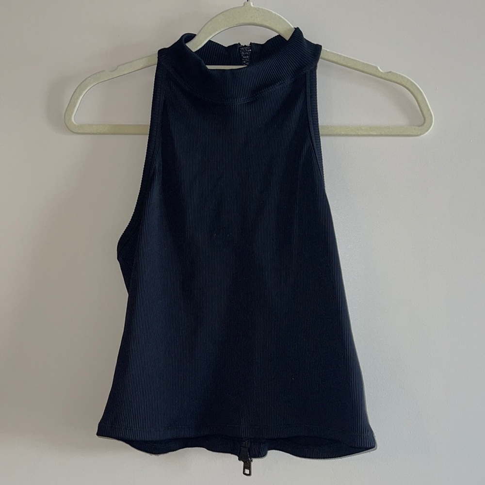 Opening Ceremony Cropped Black Zipper Top